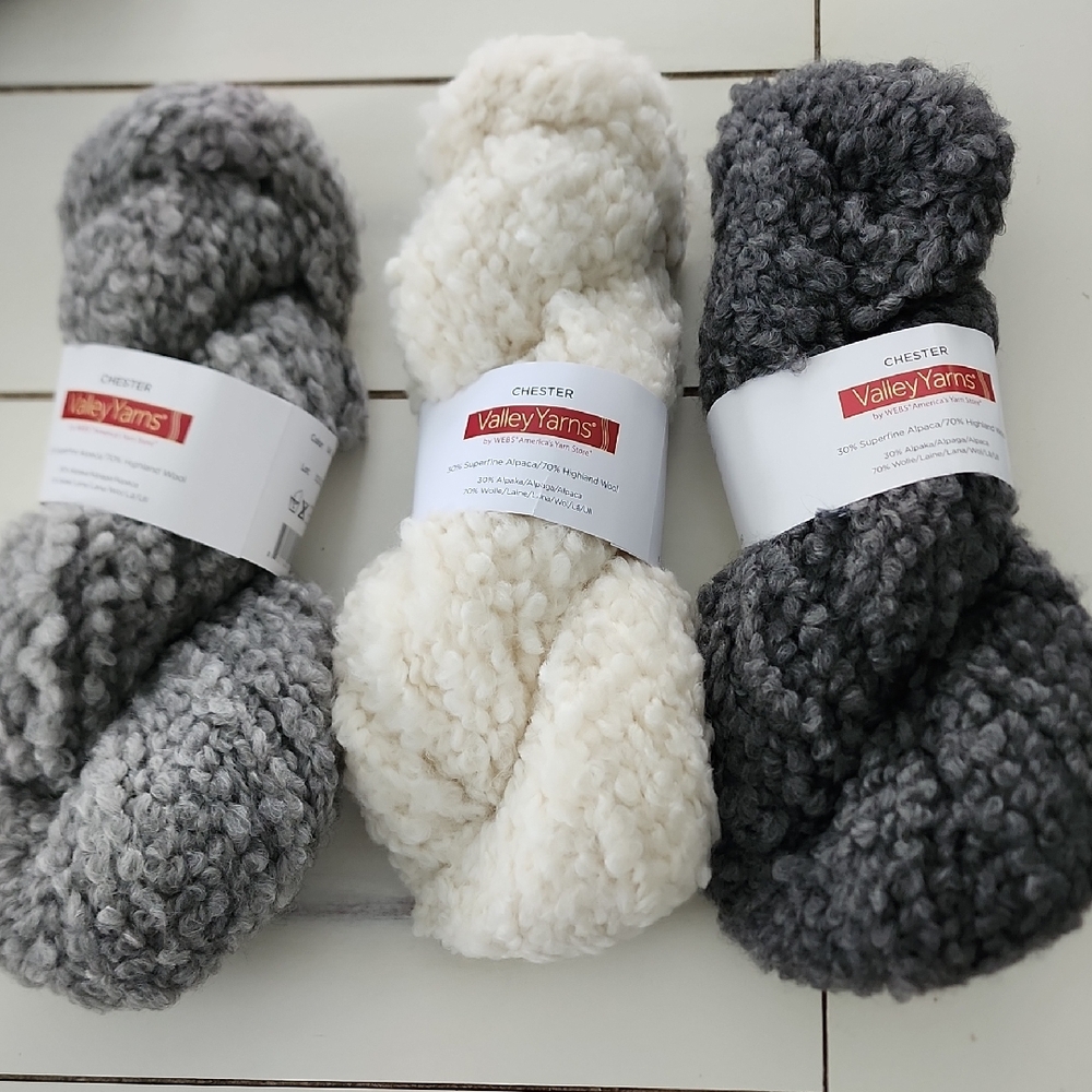 VALLEY YARNS Chester Yarn Bundle - Gray, Cream. 10 skeins Each, Blanket Pattern